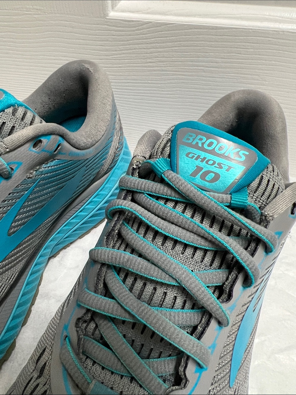 Brooks Ghost 10 Running Shoes Gray Teal Blue women’s size 8.5 - Picture 3 of 6